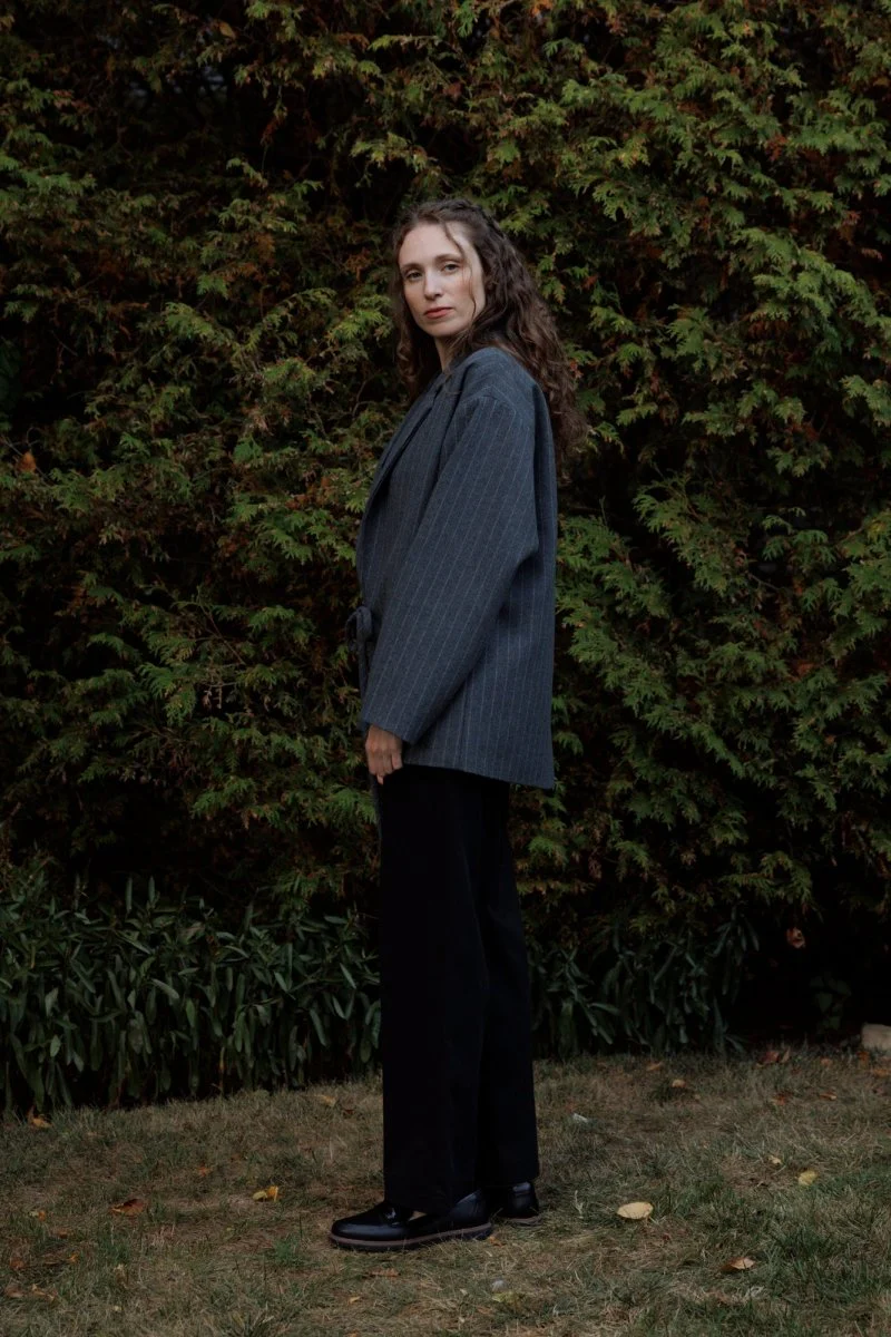 Eliza Faulkner Mara Coat - Grey Pinstripe (In-Store) - Image 9