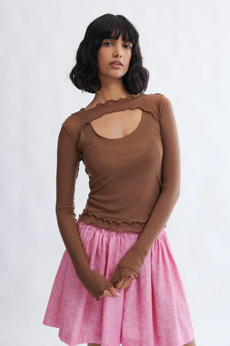 Eliza Faulkner Quincy Shrug Set - Chocolate (Online Exclusive)