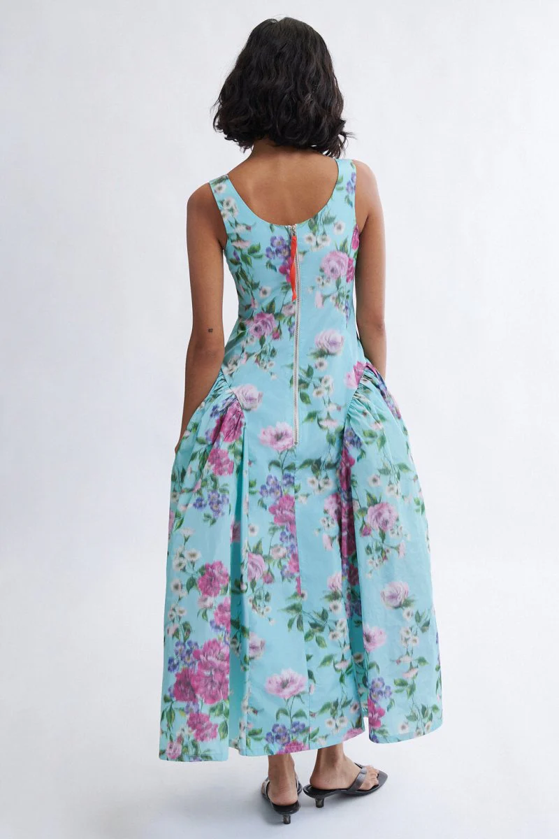 Eliza Faulkner Vivienne Dress - Aqua Floral Taffeta (In Store) - Image 4