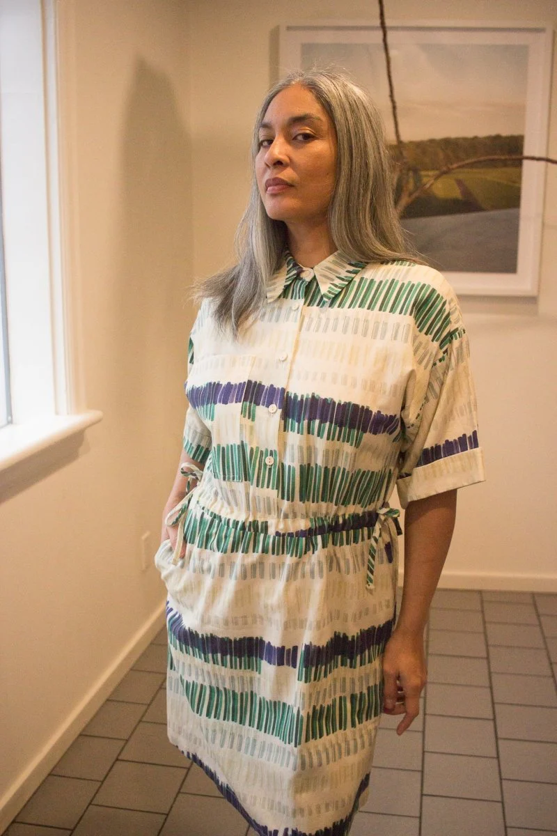 Eve Gravel Bevin Dress - Blue Flower or Butter Green Lines (Online Exclusive) - Image 2