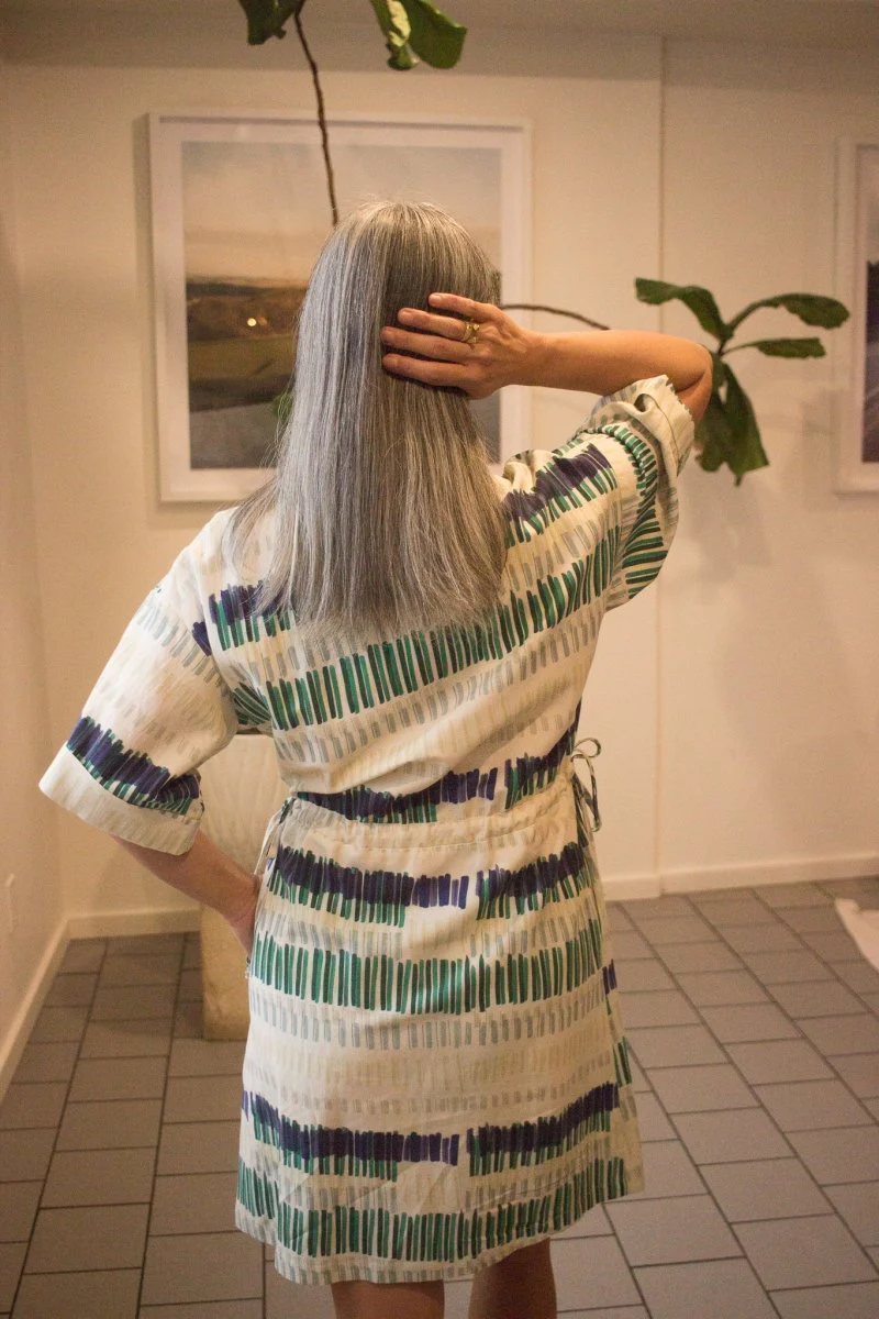 Eve Gravel Bevin Dress - Blue Flower or Butter Green Lines (Online Exclusive) - Image 3