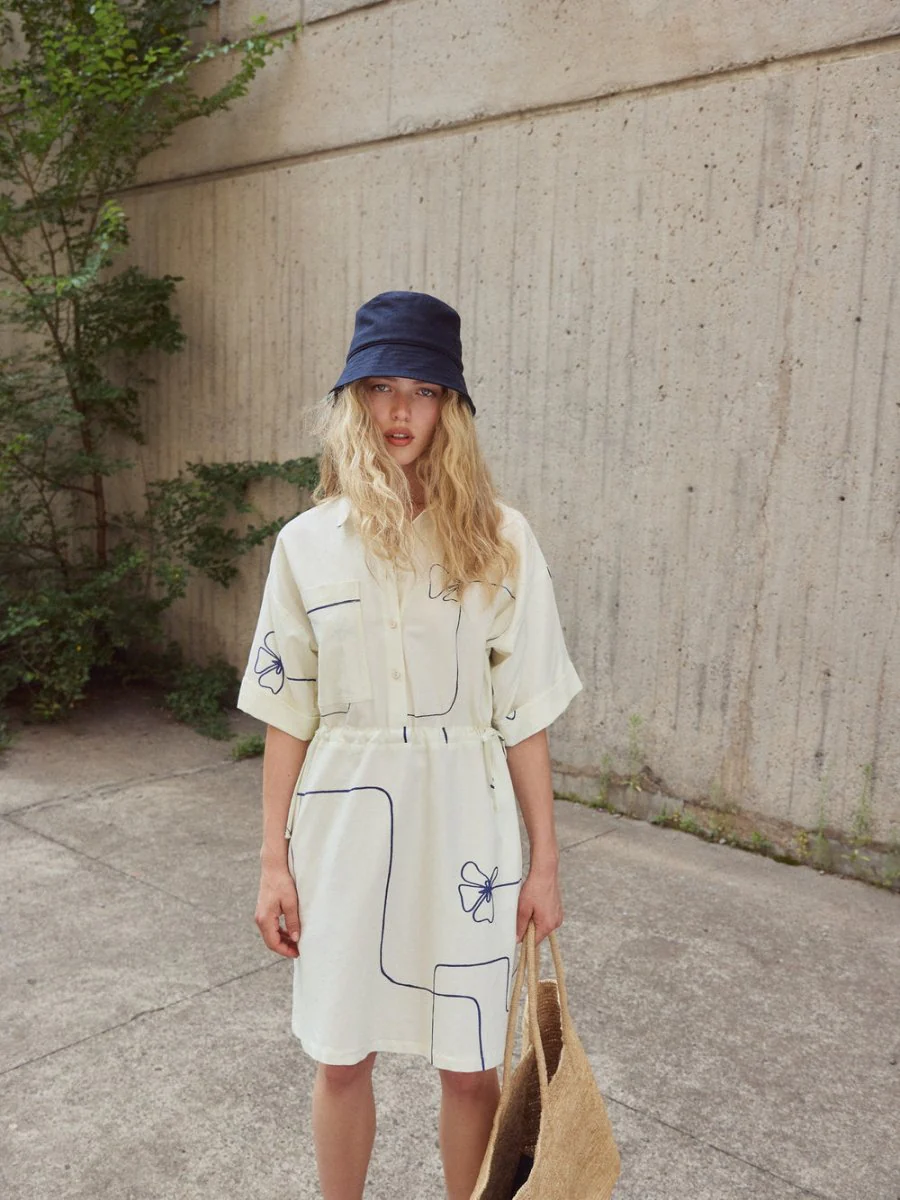 Eve Gravel Bevin Dress - Blue Flower or Butter Green Lines (Online Exclusive) - Image 6