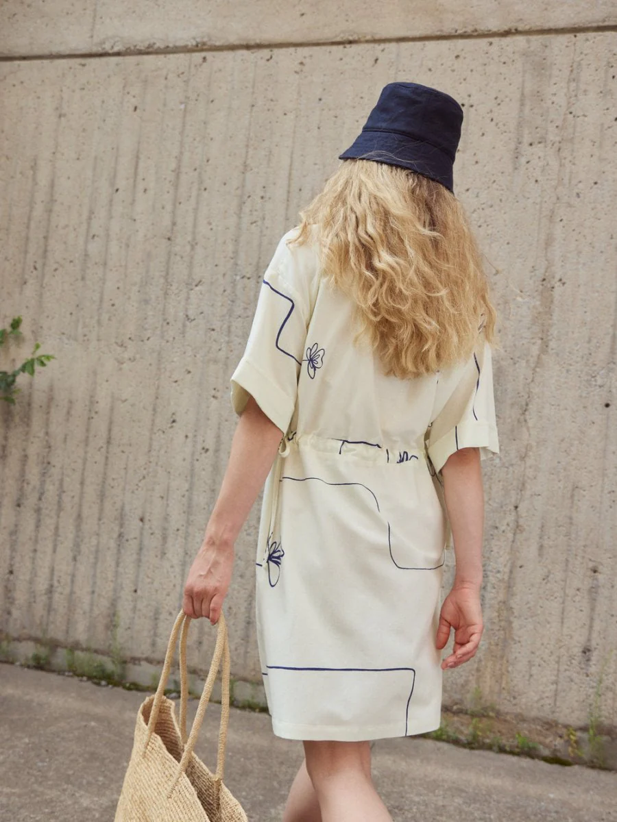Eve Gravel Bevin Dress - Blue Flower or Butter Green Lines (Online Exclusive) - Image 7