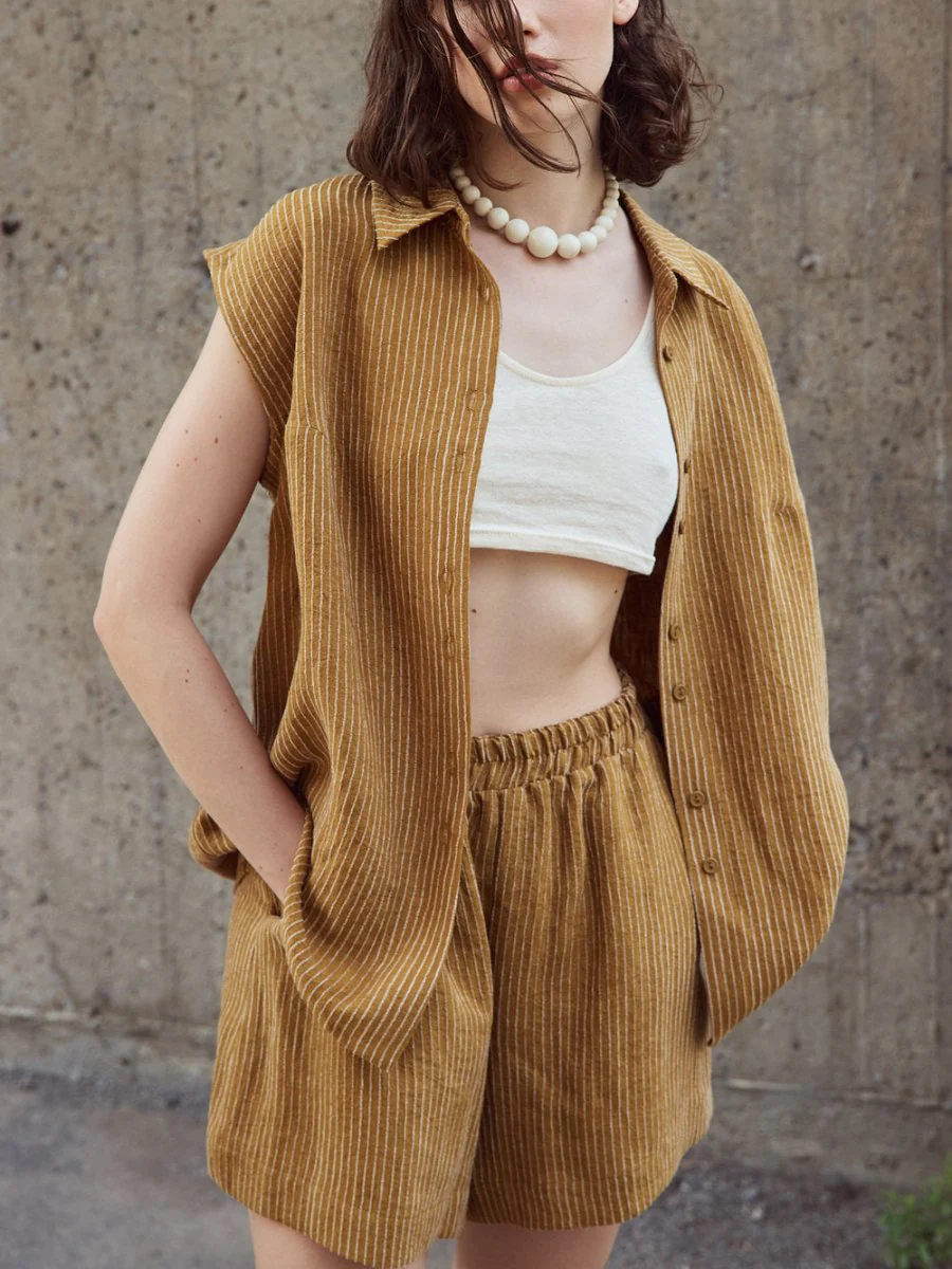 Eve Gravel Conrad Shorts - Ochre Stripe (In-Store) - Image 5