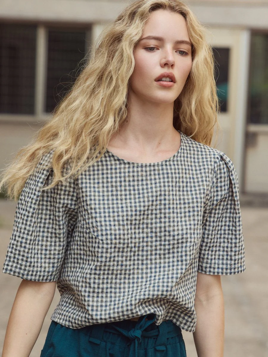 Eve Gravel Elpha Top - Blue/Mauve or Green/Yellow (Online Exclusive) - Image 7