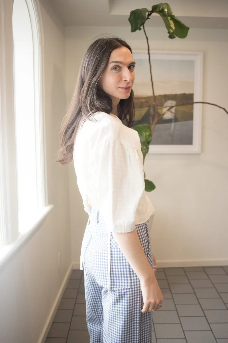Birds of North America Gannet Pants (Blue Gingham) - Image 7