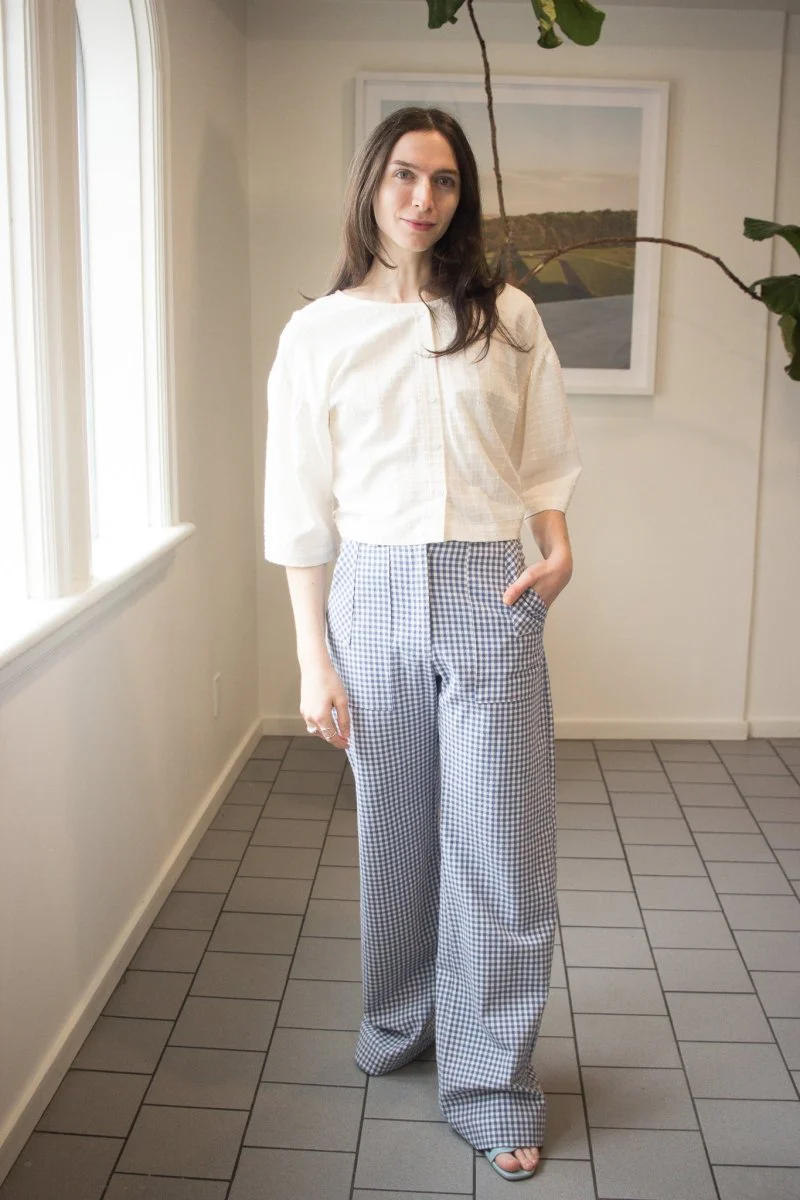 Birds of North America Gannet Pants (Blue Gingham)