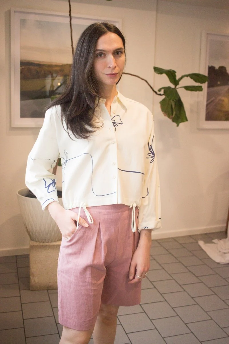 Eve Gravel Peyton Shirt - Blue Flower or Butter Green Lines (Online Exclusive) - Image 2