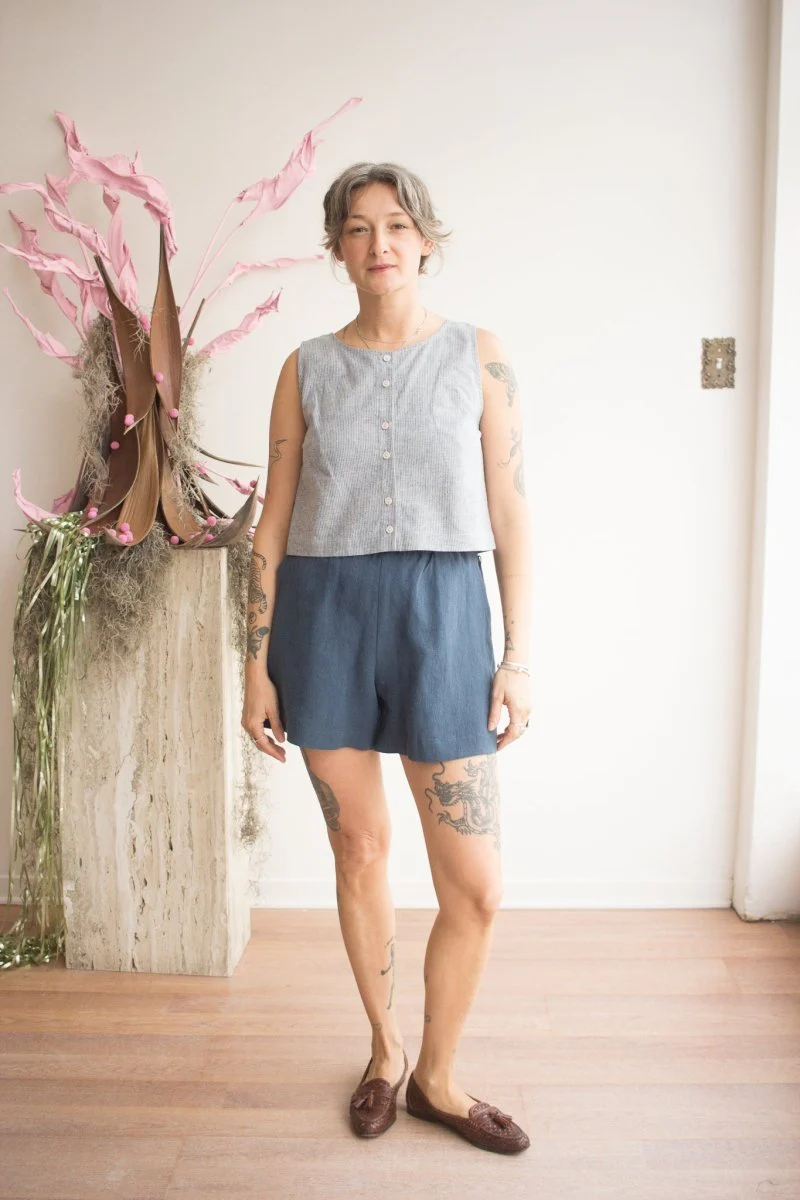 Eve Gravel Rosalie Top - Blue/Beige (In Store)