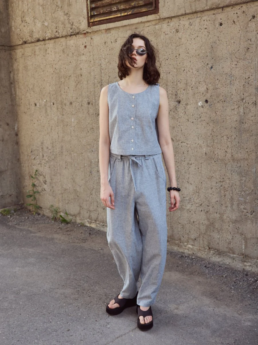 Eve Gravel Rosalie Top - Blue/Beige (In Store) - Image 4
