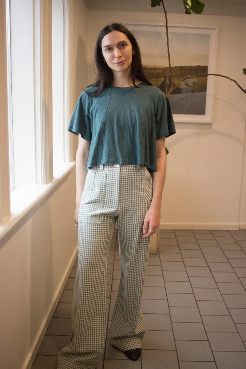Birds of North America Gannet Pants (Sage Gingham)