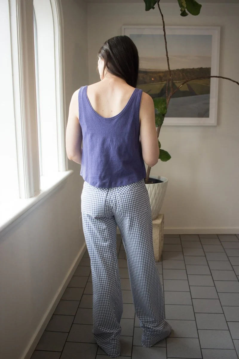 Birds of North America Gannet Pants (Blue Gingham) - Image 4