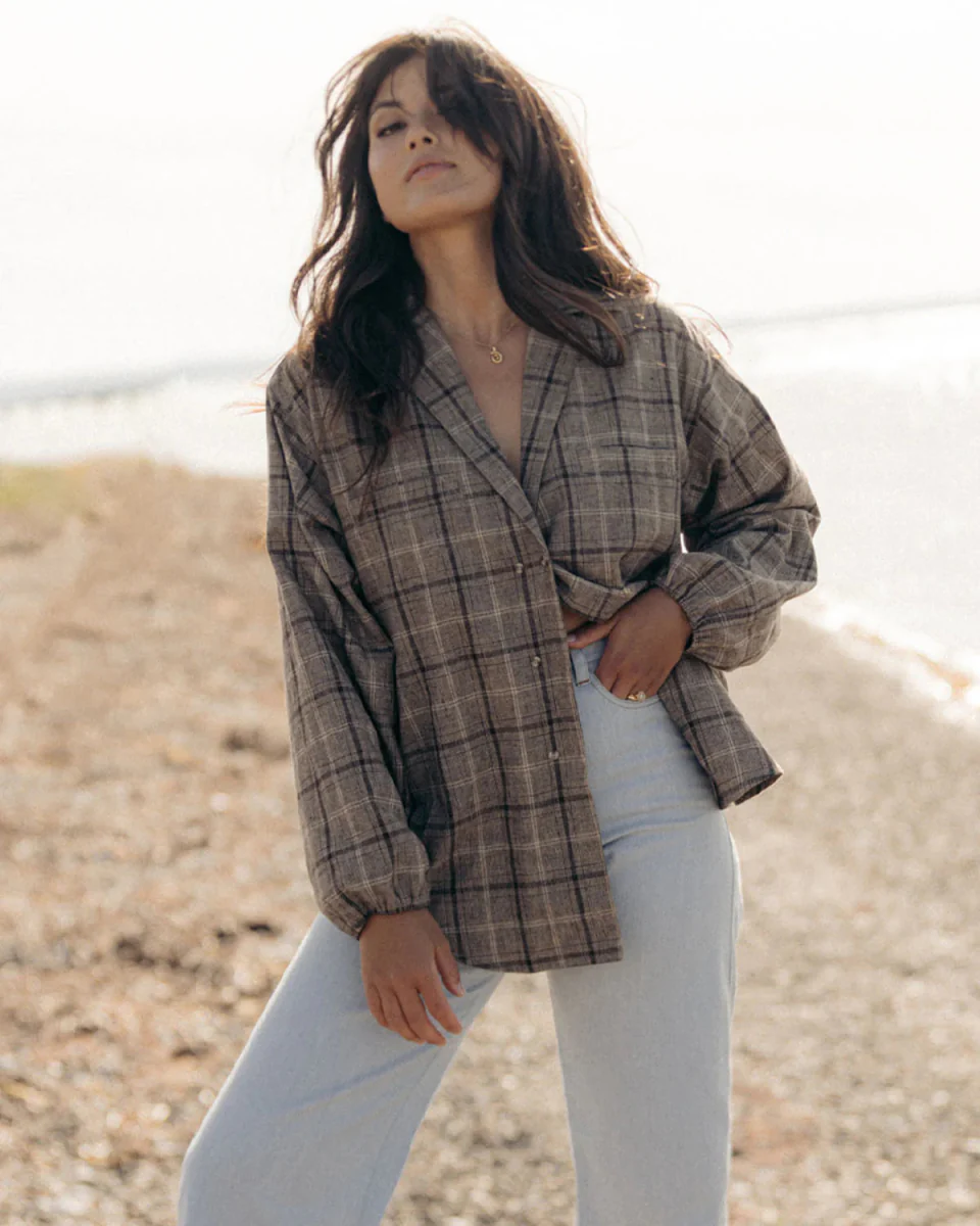 Harly Jae House Blouse (Brown Plaid) - Image 12