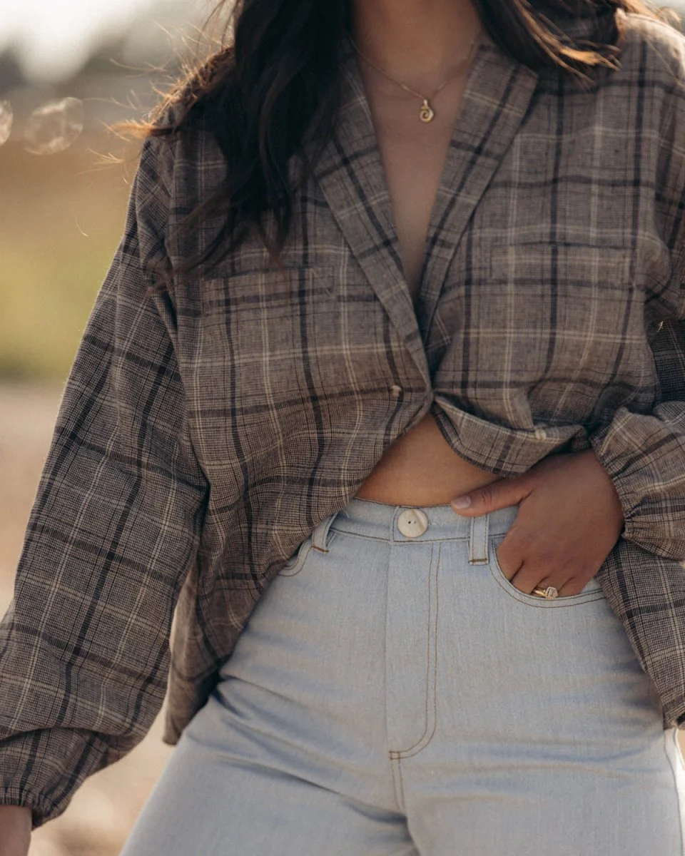 Harly Jae House Blouse (Brown Plaid) - Image 13