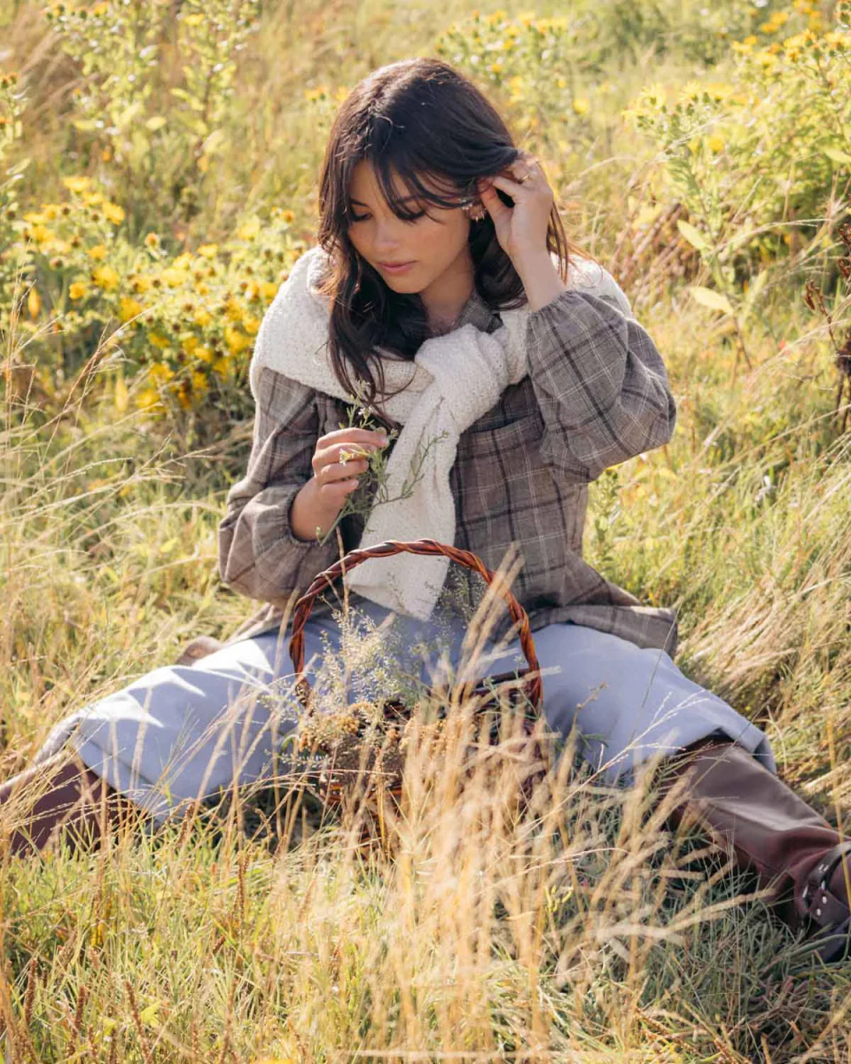 Harly Jae House Blouse (Brown Plaid) - Image 15