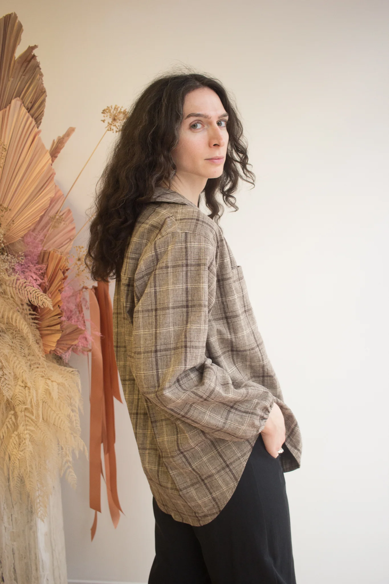 Harly Jae House Blouse (Brown Plaid) - Image 4
