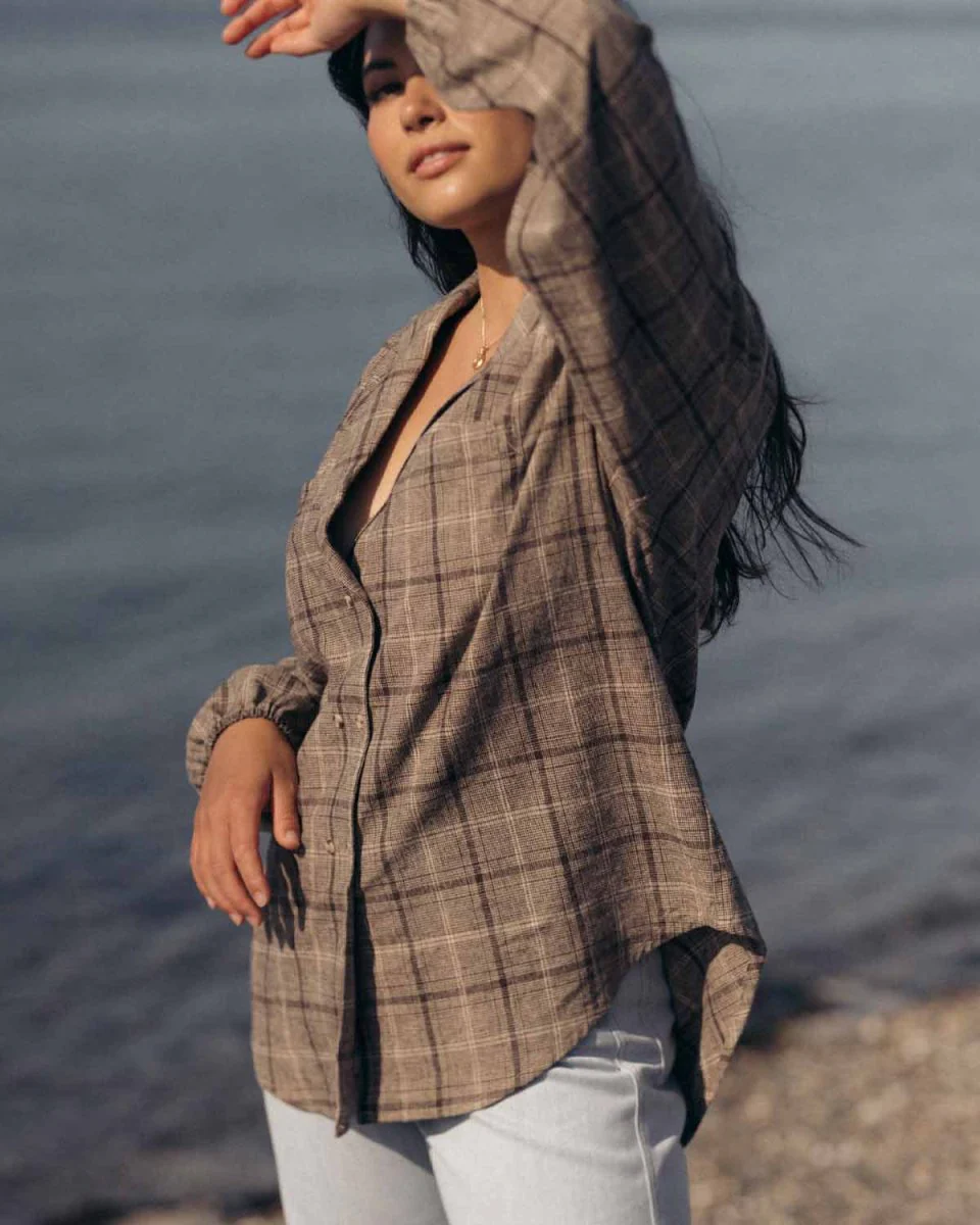Harly Jae House Blouse (Brown Plaid) - Image 7