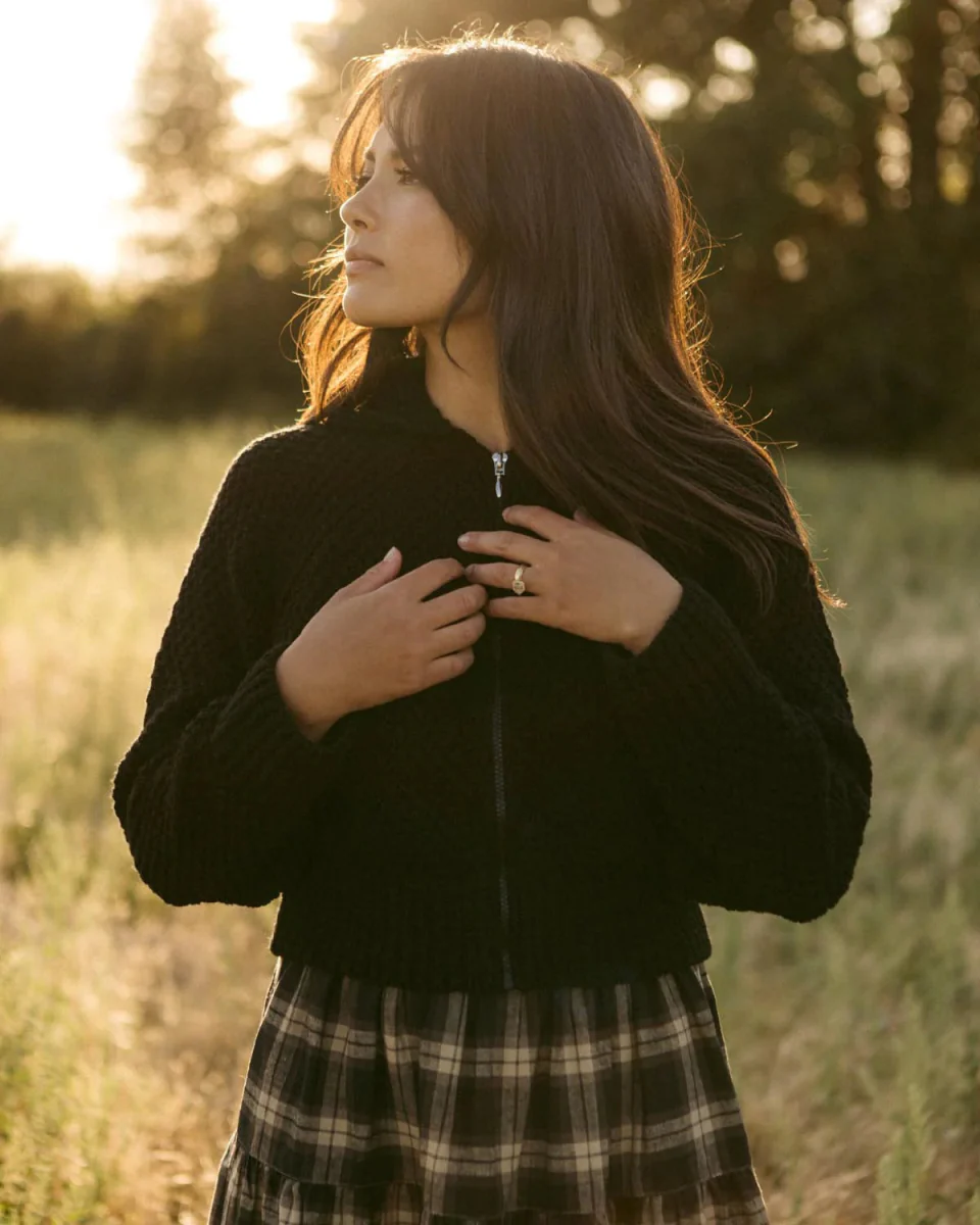 Harly Jae Meadow Zip Cardigan (Black) - Image 3