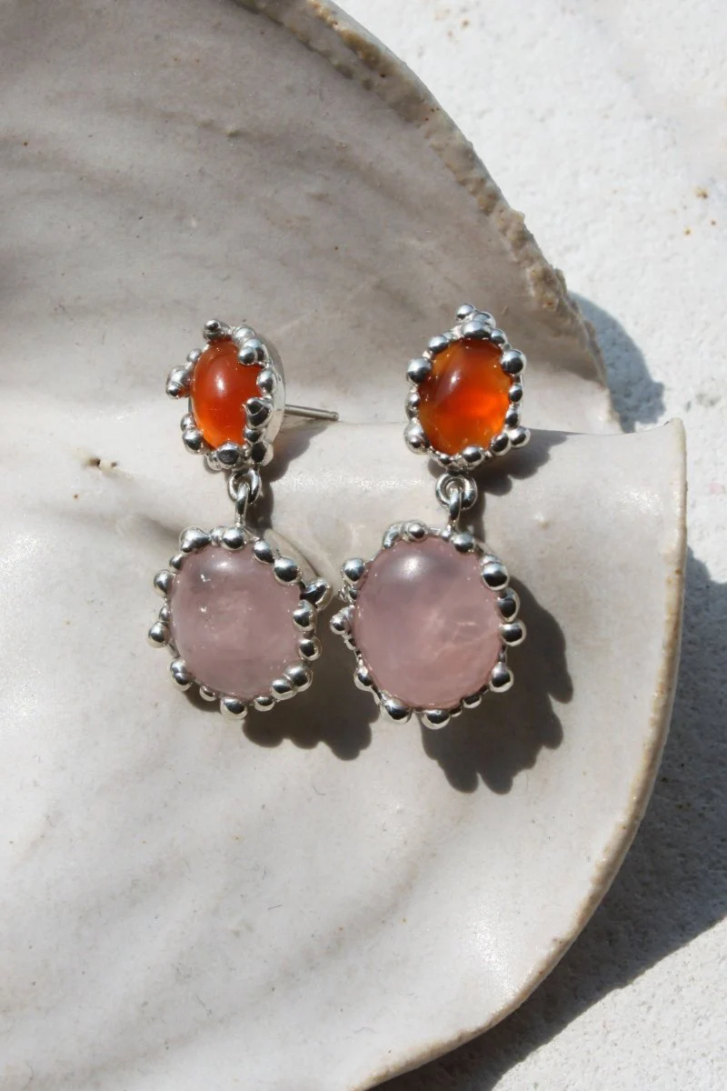 House of Hudson Blobby Carnelian and Rose Quartz Earrings - Image 4