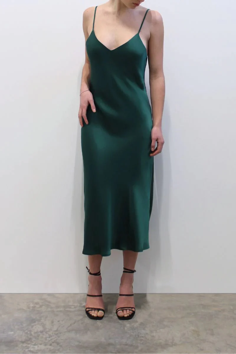 Jacoba Jane Classic Silk Satin Slip Dress (Evergreen) - Image 10