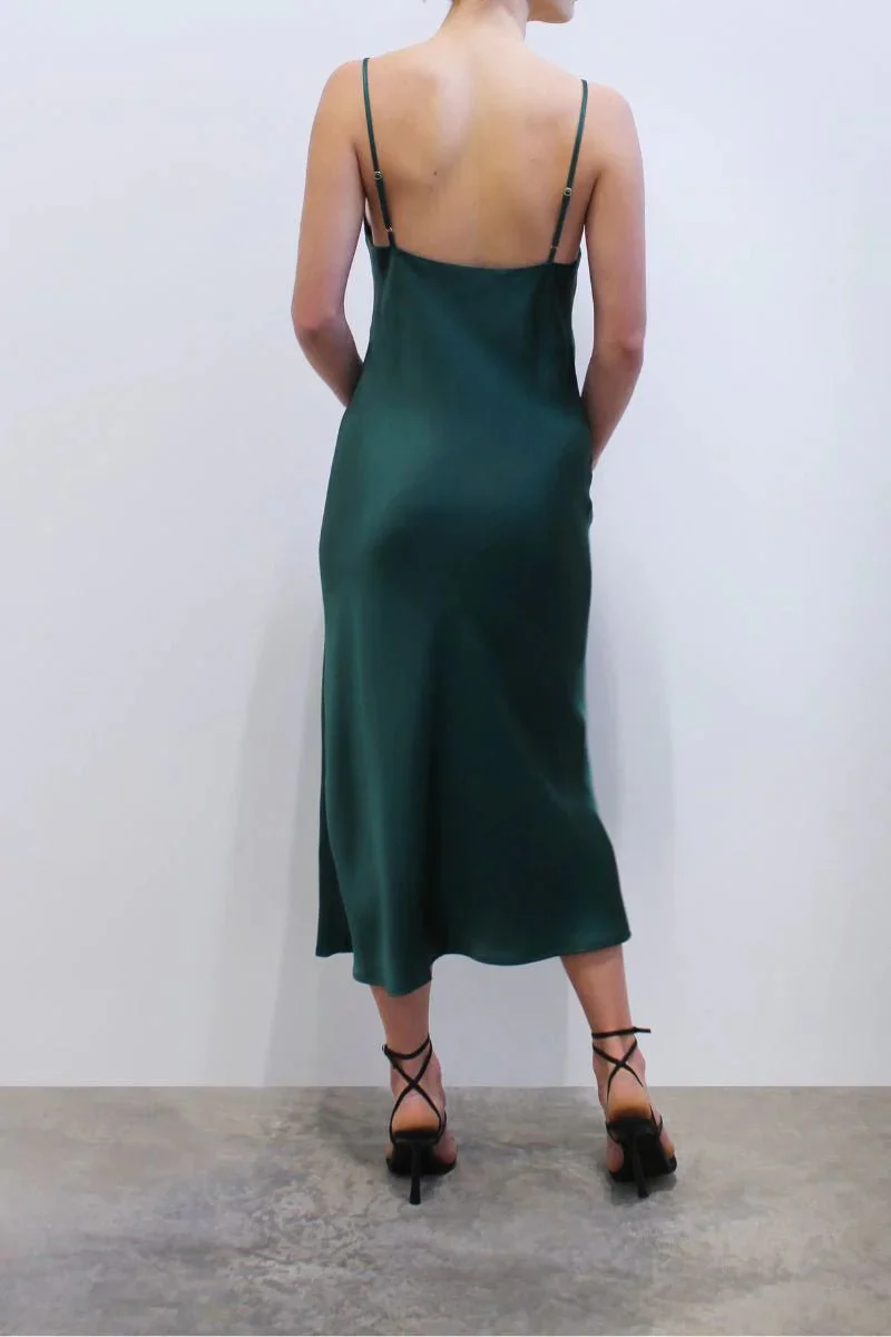 Jacoba Jane Classic Silk Satin Slip Dress (Evergreen) - Image 11