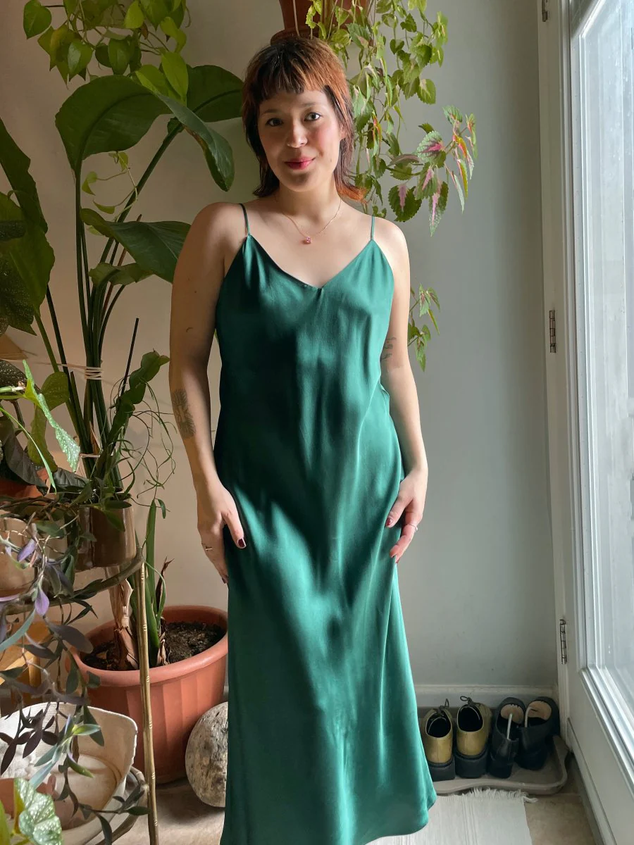 Jacoba Jane Classic Silk Satin Slip Dress (Evergreen) - Image 4