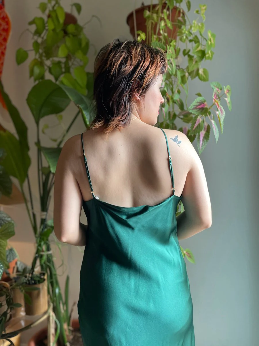 Jacoba Jane Classic Silk Satin Slip Dress (Evergreen) - Image 5