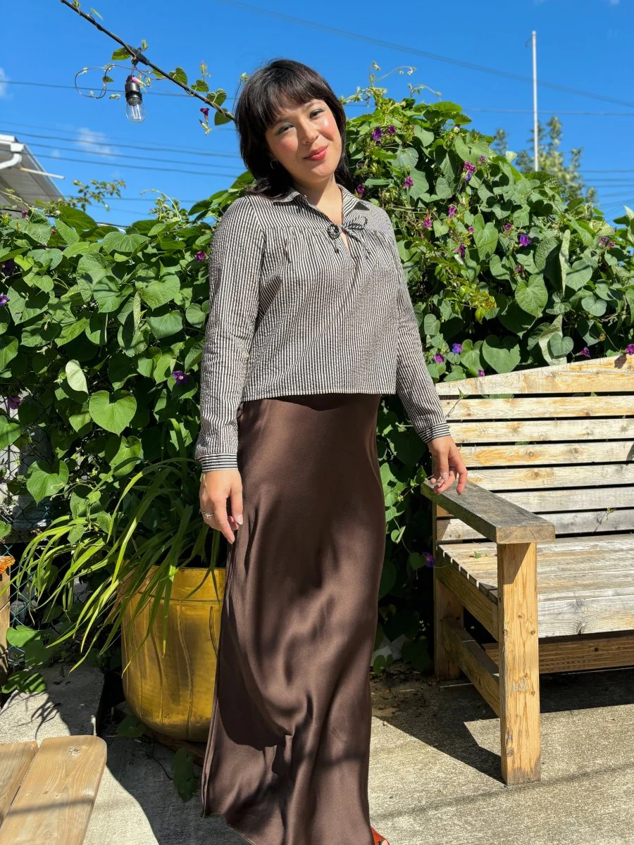 Jacoba Jane Long Silk Satin Maxi Skirt (Cocoa) - Image 3
