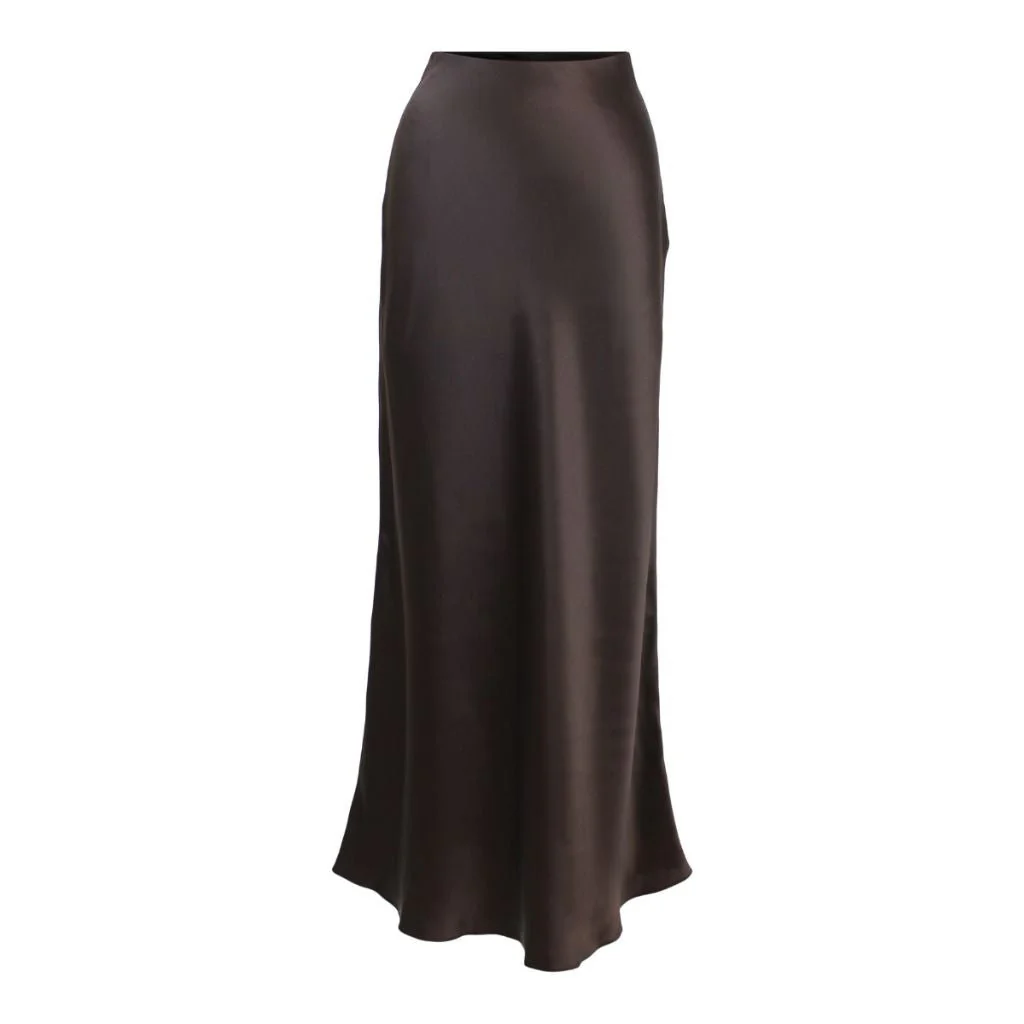 Jacoba Jane Long Silk Satin Maxi Skirt (Cocoa) - Image 7