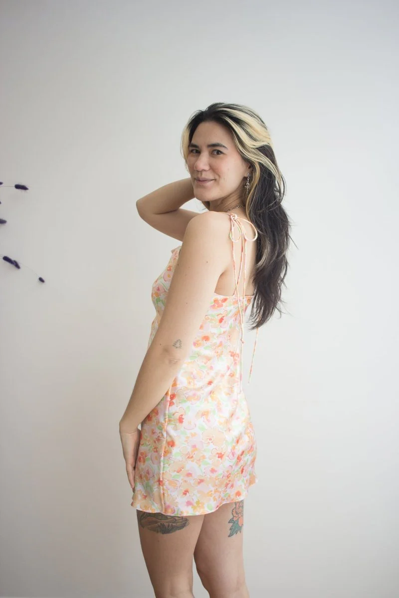 Jacoba Jane Seraphina Silk Satin Mini Dress (Floral) - Image 3