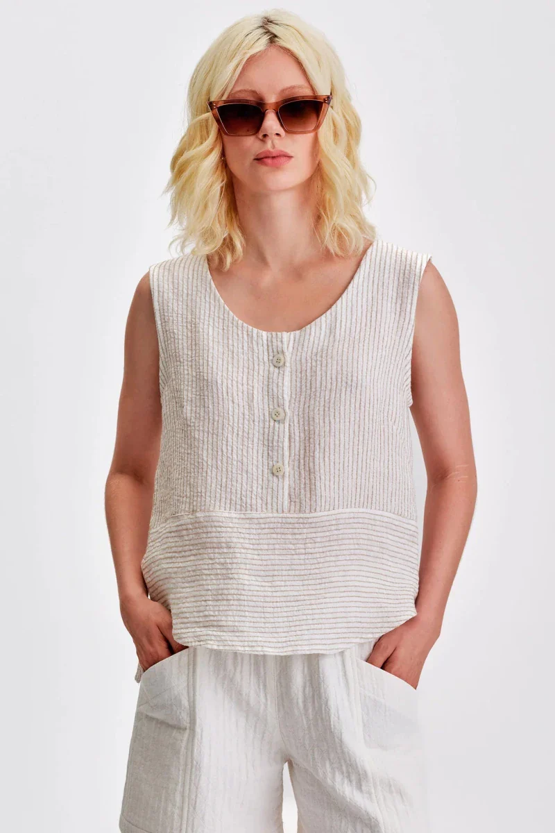 Jennifer Glasgow Deva Top (Ivory Stripe) - Image 5