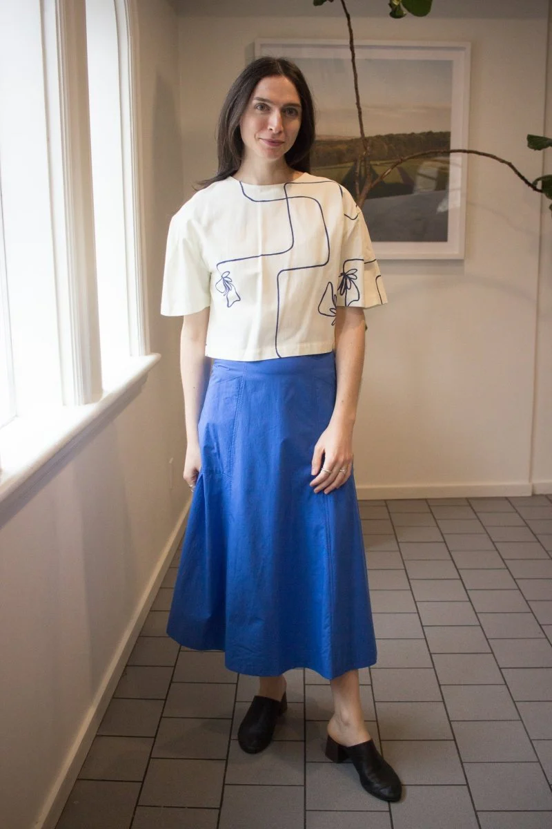 Jennifer Glasgow Volans Fluted Skirt (Sapphire)