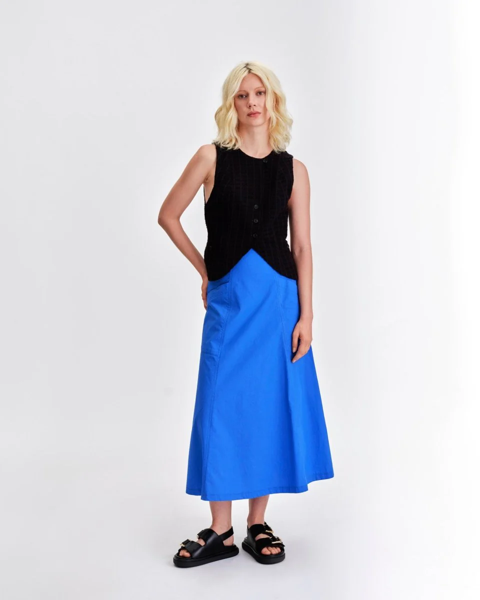 Jennifer Glasgow Volans Fluted Skirt (Sapphire) - Image 5
