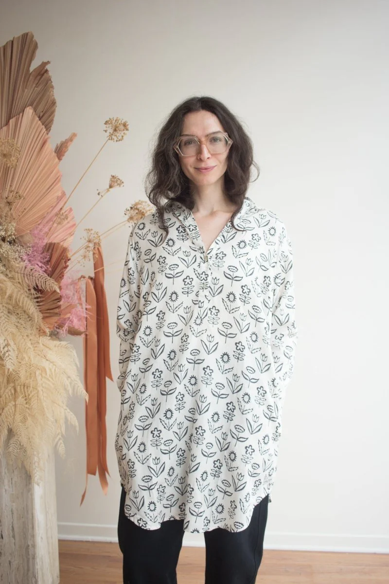 Kate Austin Designs Katherine Shirt (White and Black Flower) - Image 2