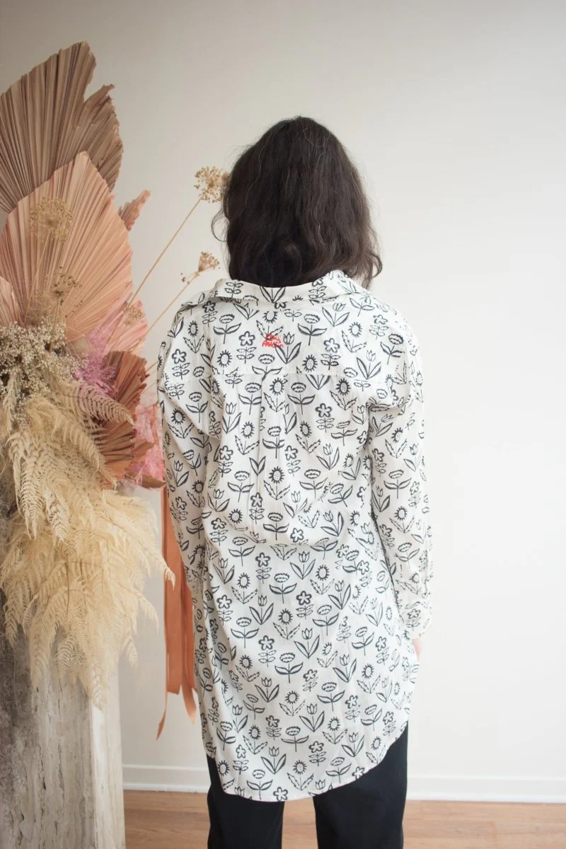Kate Austin Designs Katherine Shirt (White and Black Flower) - Image 3