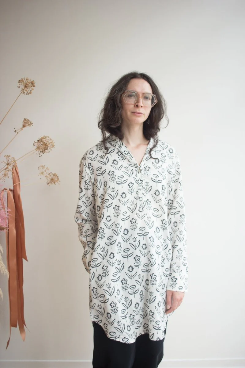 Kate Austin Designs Katherine Shirt (White and Black Flower) - Image 4
