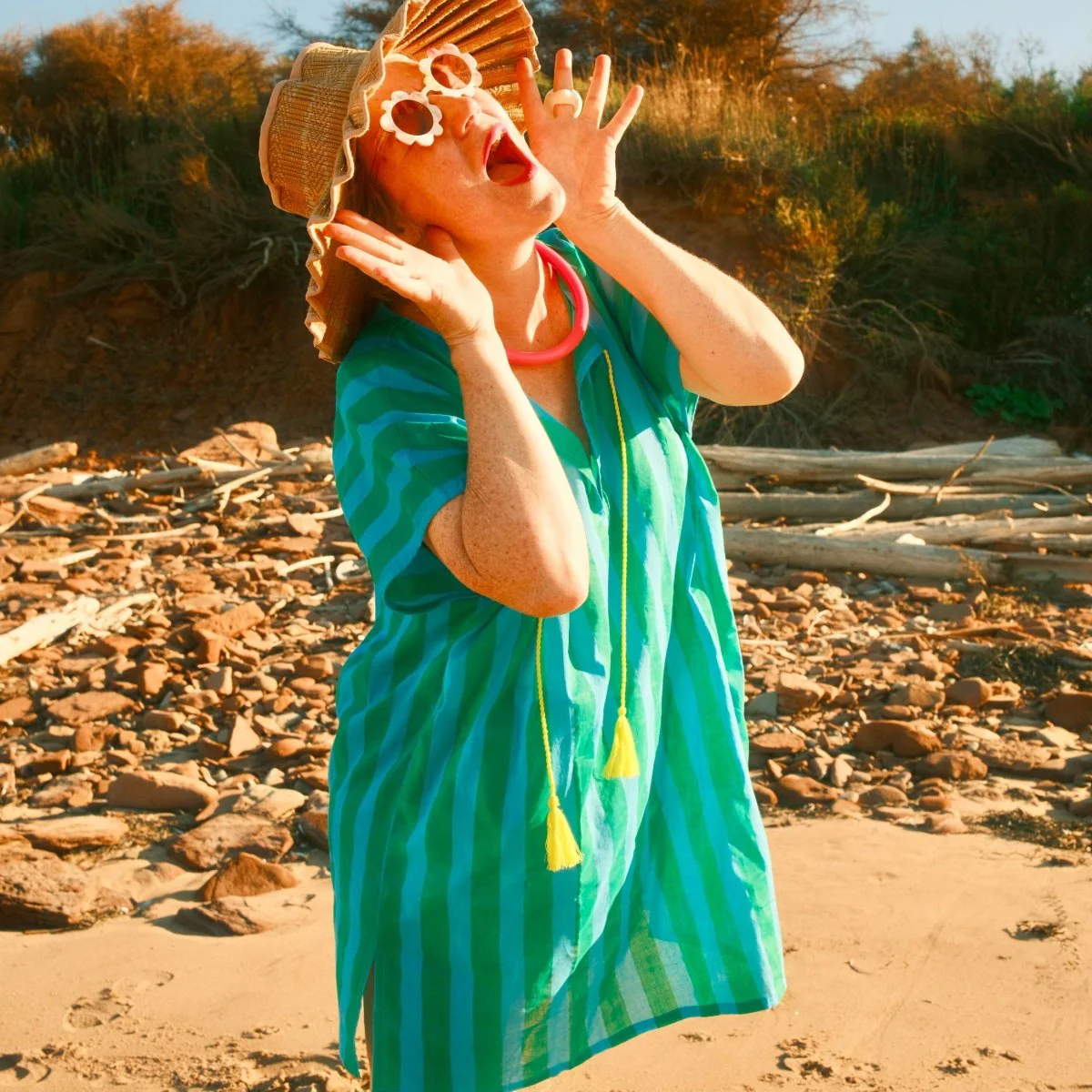 Kate Austin Designs Daphne Kaftan (Garden Cabana Stripe) - Image 2