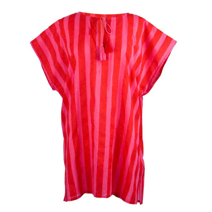 Kate Austin Designs Daphne Kaftan (Pink/Red Cabana Stripe)