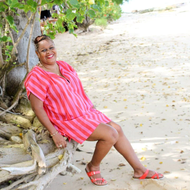 Kate Austin Designs Daphne Kaftan (Pink/Red Cabana Stripe) - Image 5