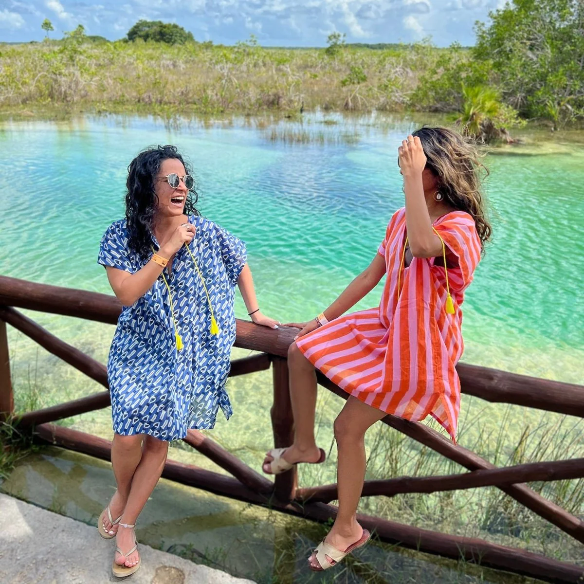 Kate Austin Designs Daphne Kaftan (Pink/Orange Cabana Stripe) - Image 3