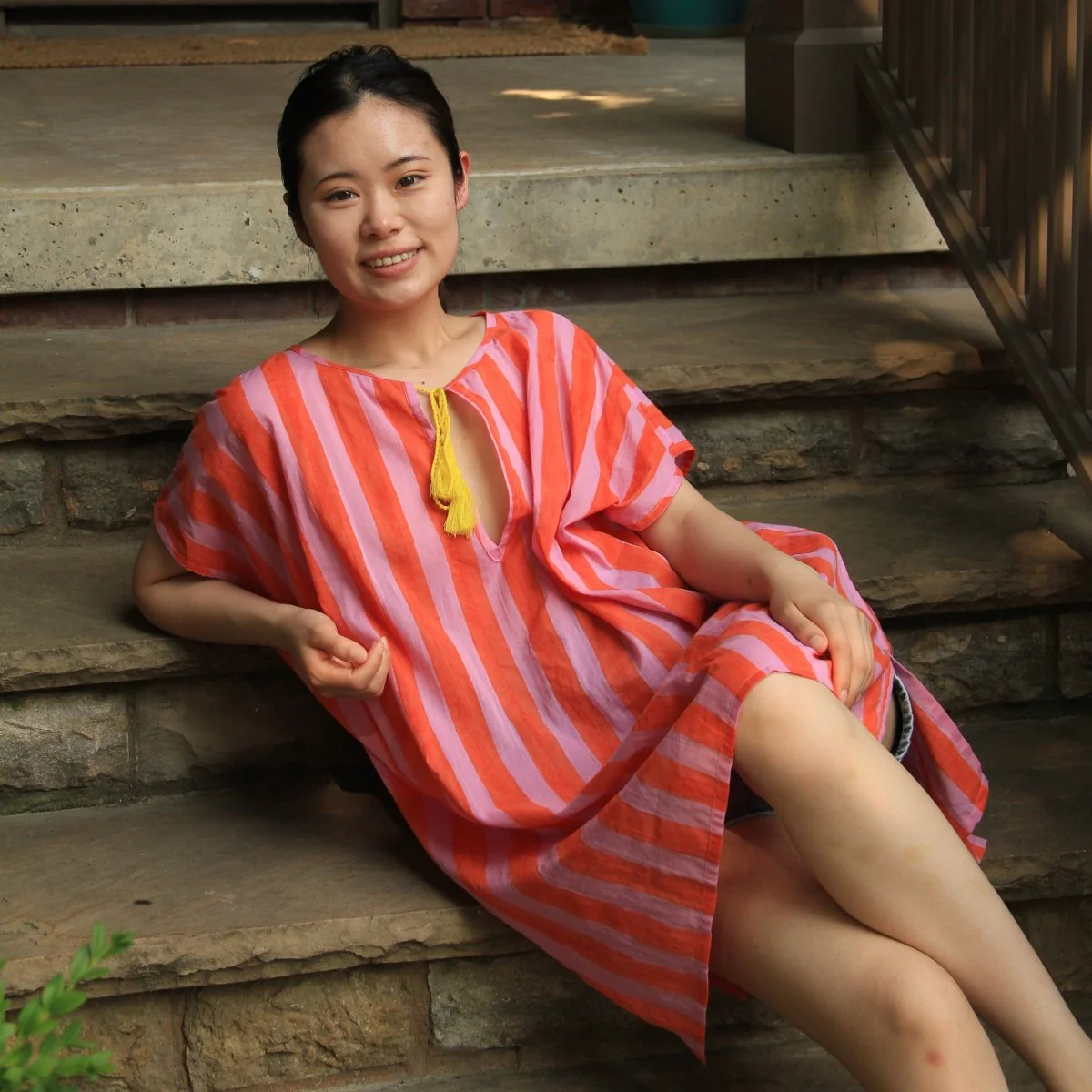 Kate Austin Designs Daphne Kaftan (Pink/Orange Cabana Stripe) - Image 5