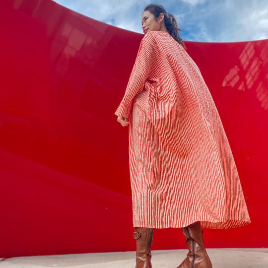 Kate Austin Designs Georgia Dress (Red and Sand Stripe) - Image 3