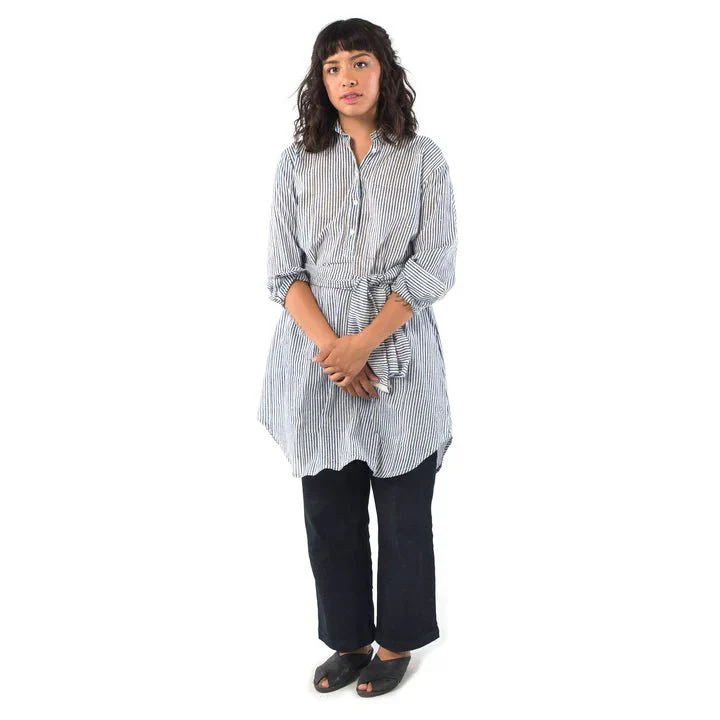 Kate Austin Designs Katherine Shirt Dress (Navy Classic Stripe)