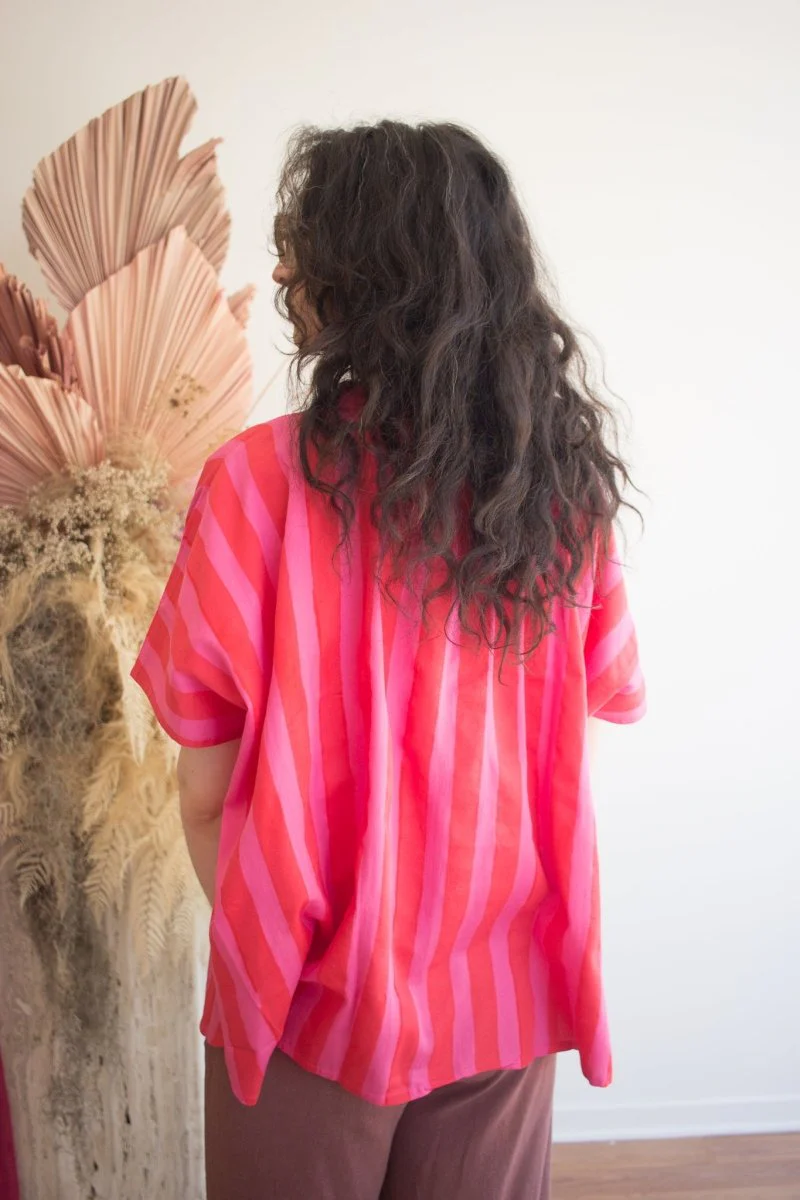 Kate Austin Designs Marina Top (Pink/Red Cabana Stripe) - Image 2