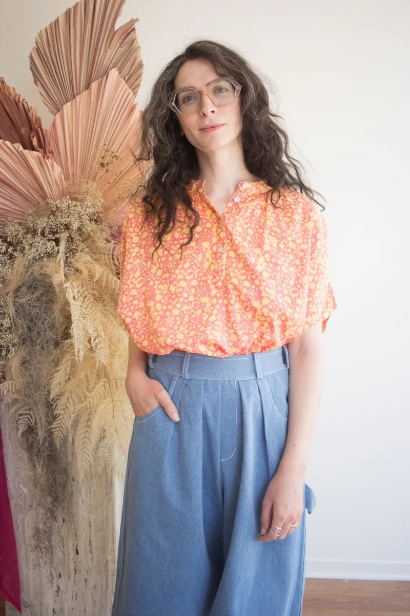 Kate Austin Designs Marina Top (Pink/Yellow Jasmine)
