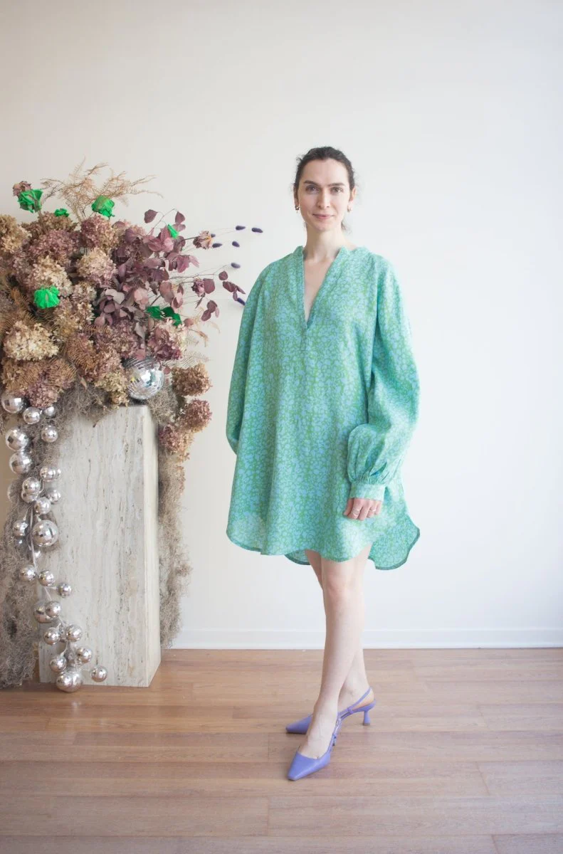 Kate Austin Designs Meret Linen Dress (Aqua Jasmine) - Image 3