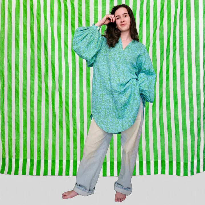 Kate Austin Designs Meret Linen Dress (Aqua Jasmine) - Image 4