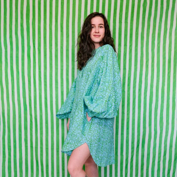 Kate Austin Designs Meret Linen Dress (Aqua Jasmine) - Image 5