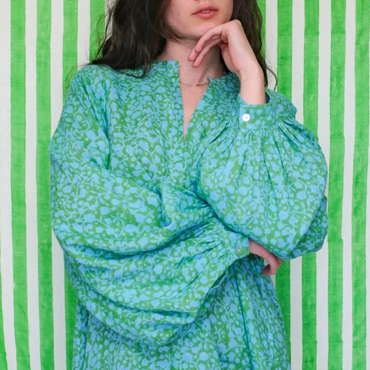 Kate Austin Designs Meret Linen Dress (Aqua Jasmine) - Image 7