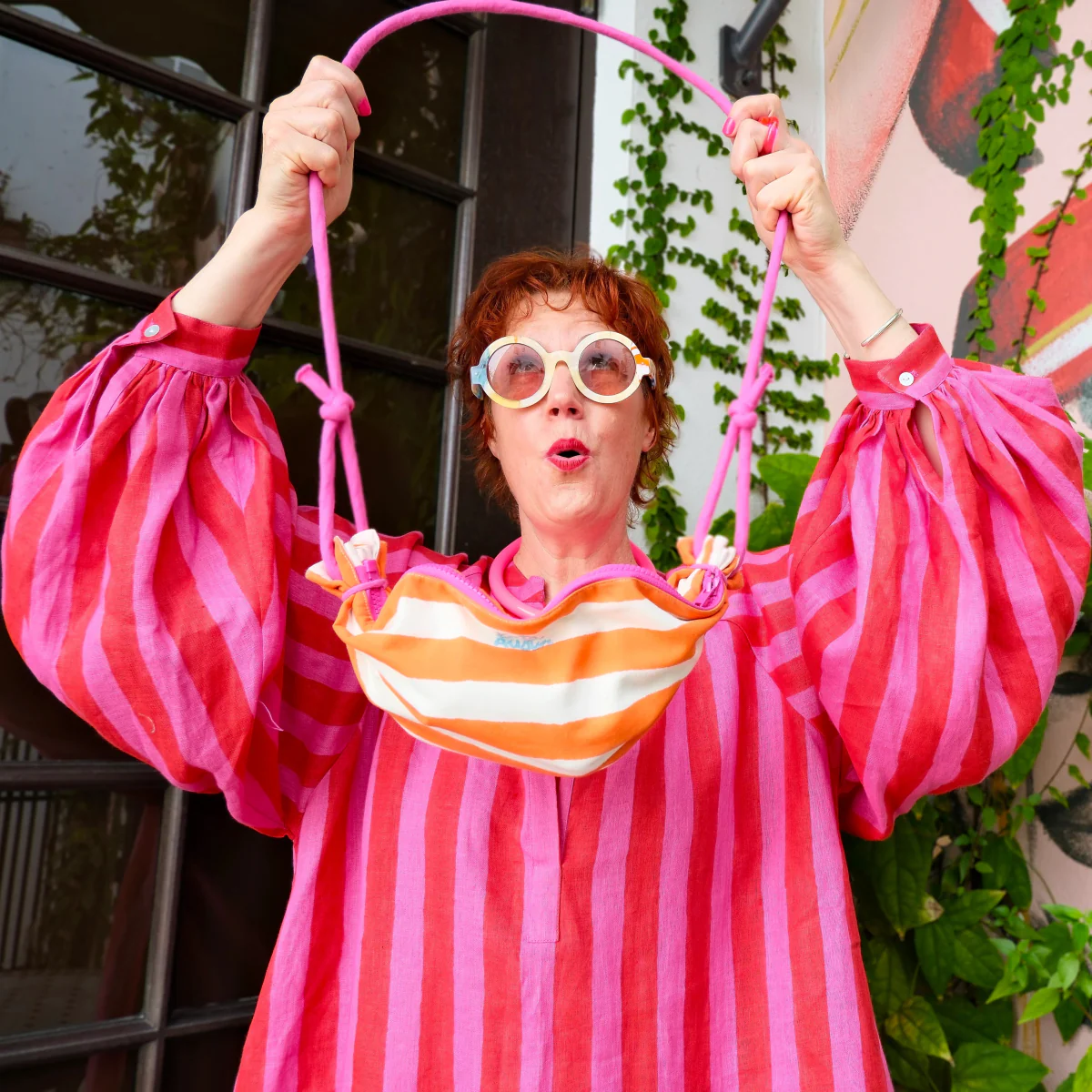 Kate Austin Designs Meret Linen Dress (Pink/Red Cabana Stripe) - Image 6